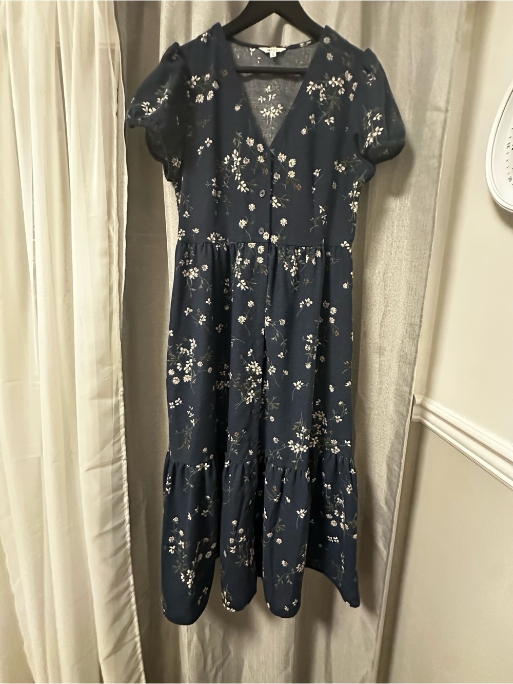 Reitmans Dark Navy Floral Tiered Midi Dress